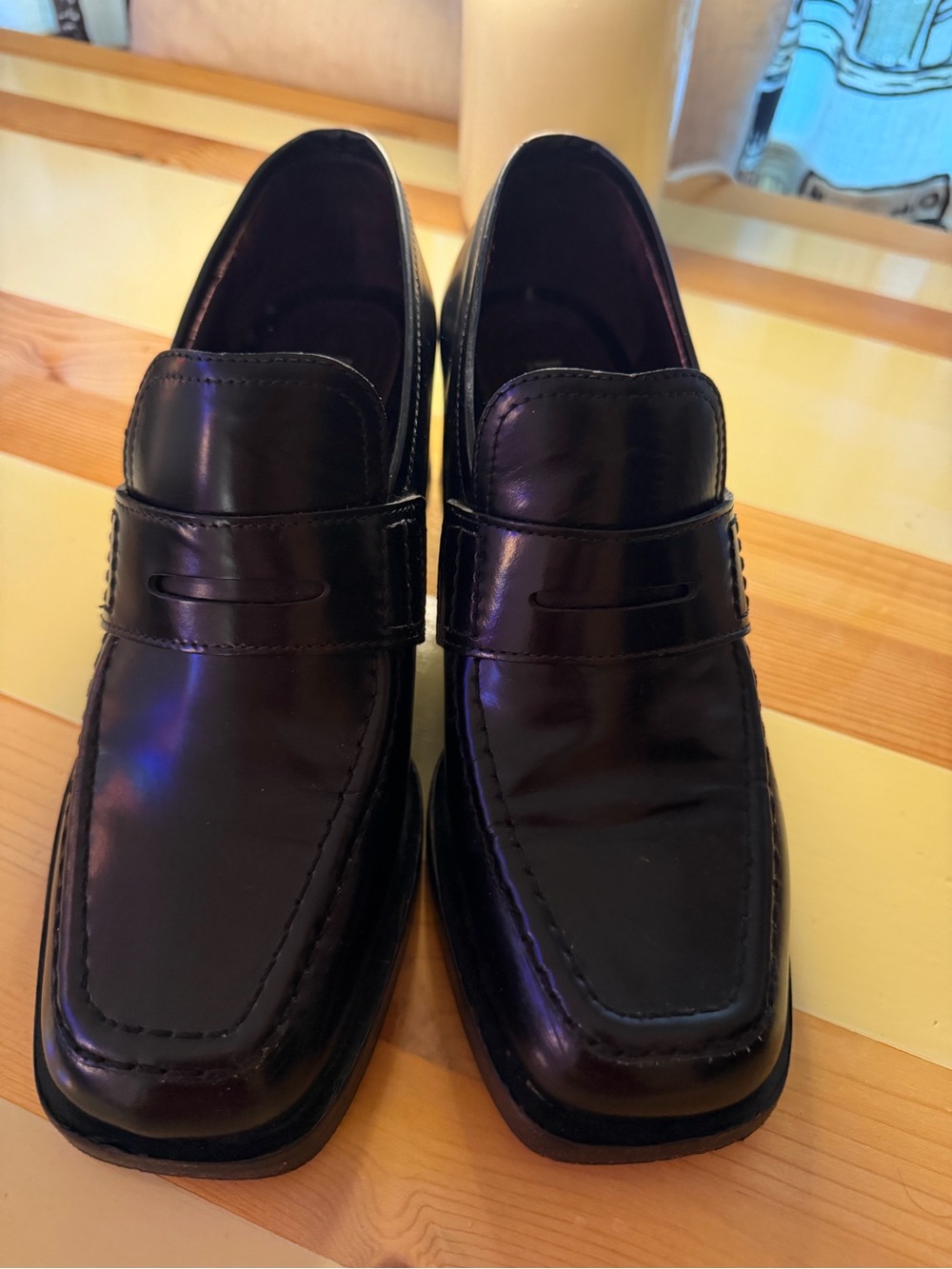 Labucq Kitty Heeled Black Leather Loafers, size 38